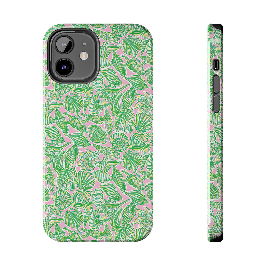 Preppy Sea Shells Pink Green Beachy Phone Case