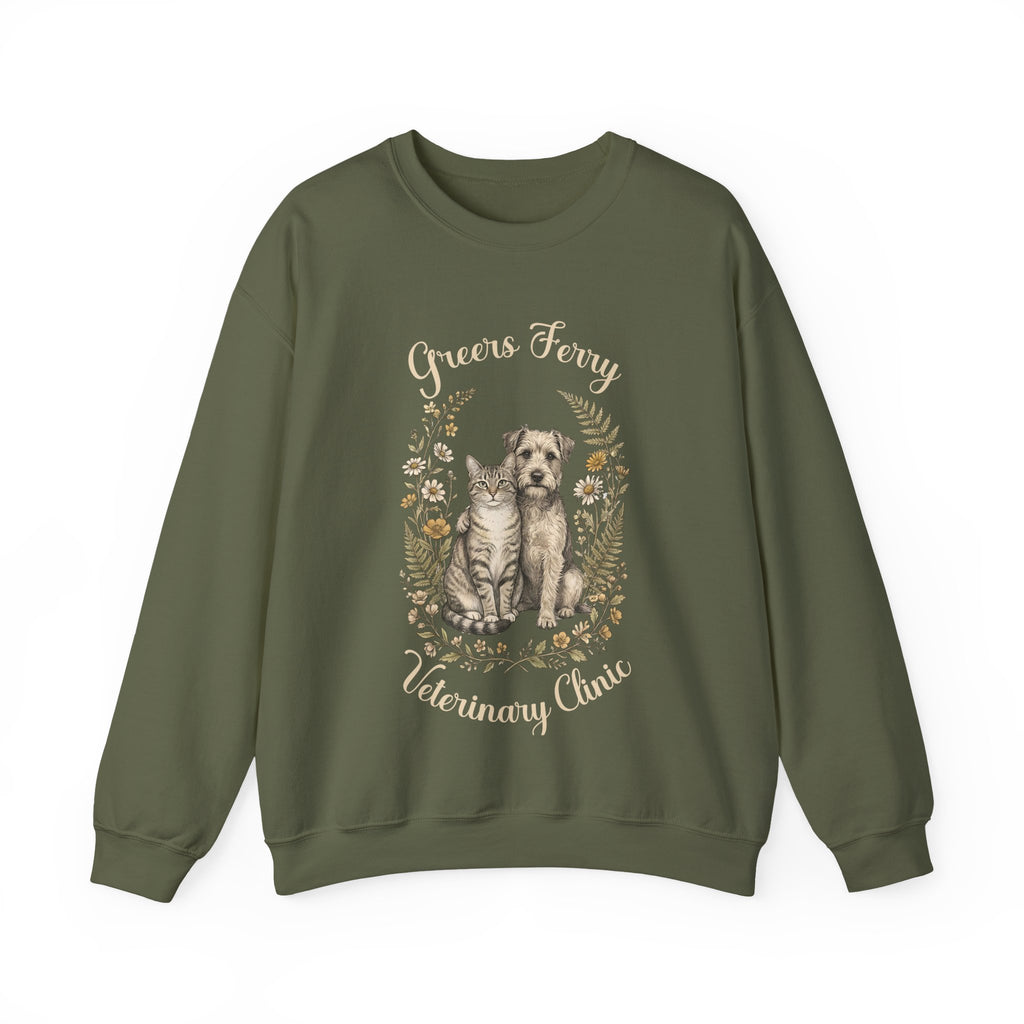 "Greers Ferry Veterinary Clinic" Cat & Dog Floral Sweatshirt 1