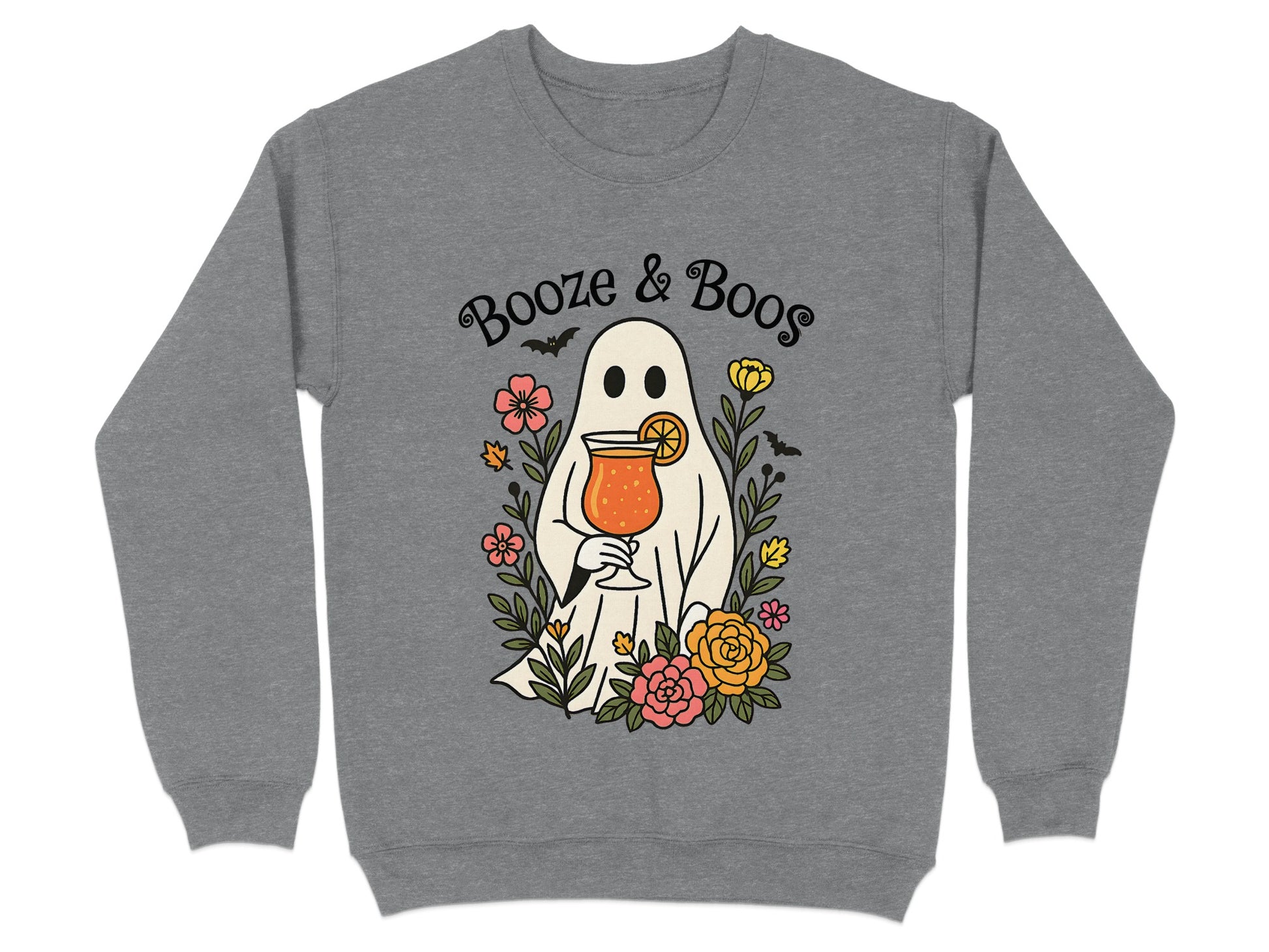 Booze and Boos Funny Ghost Drinking Sweatshirt Product