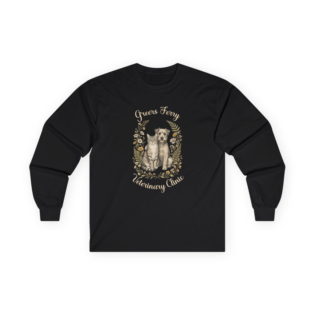 "Greers Ferry Veterinary Clinic" Cat & Dog Floral Long Sleeve T-Shirt 1
