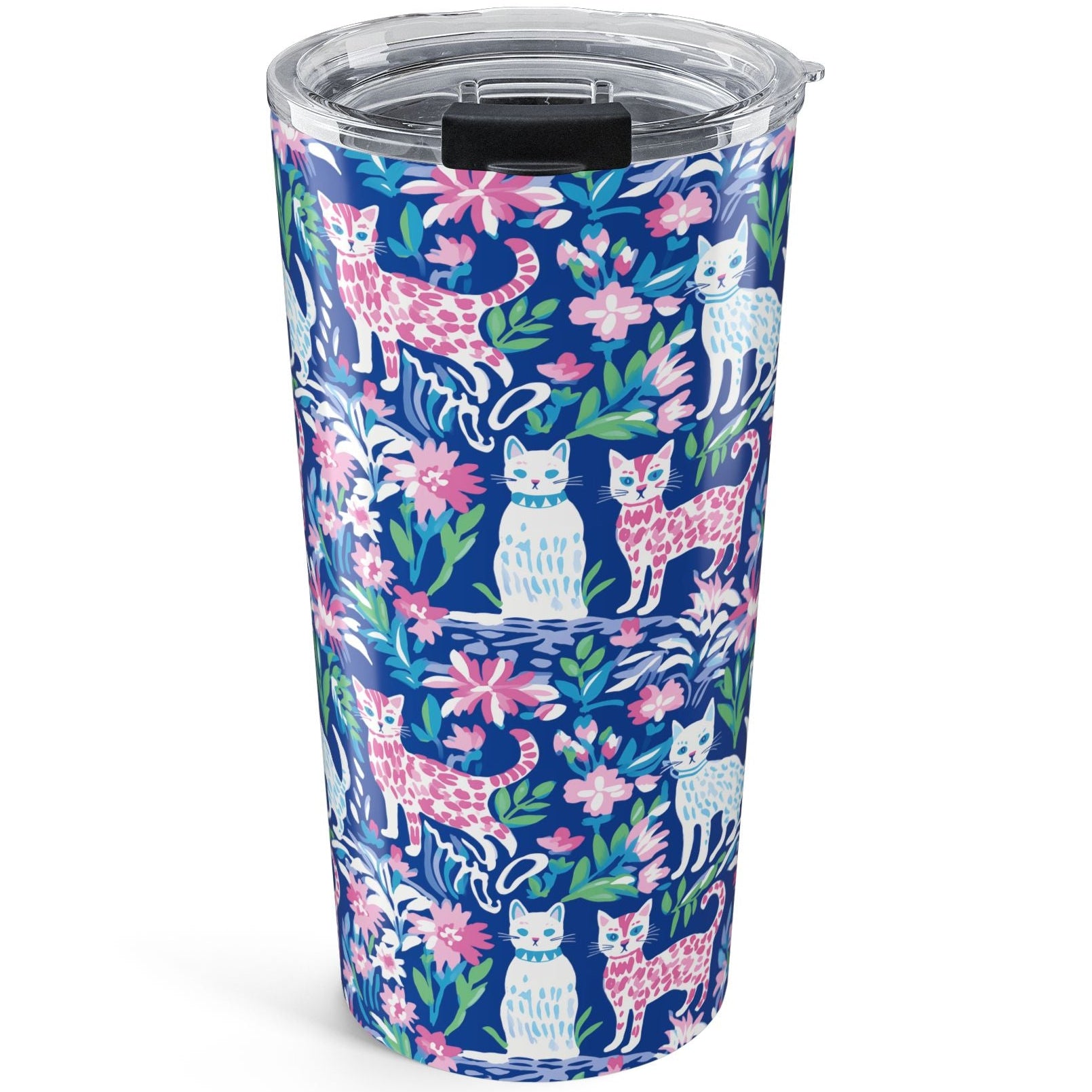 Palm Beach, But Make It Cat, Cat Lover's Floral Tumbler 20oz Insulated Dishwasher Safe Travel Mug