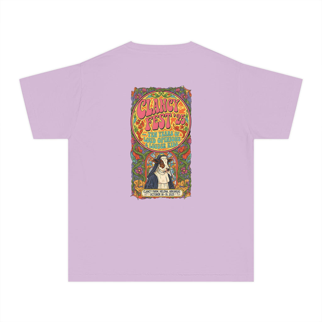 Custom ClancyFest 25 Youth Mid-Weight 100% Cotton Comfort Colors Tee, Kids XS-XL