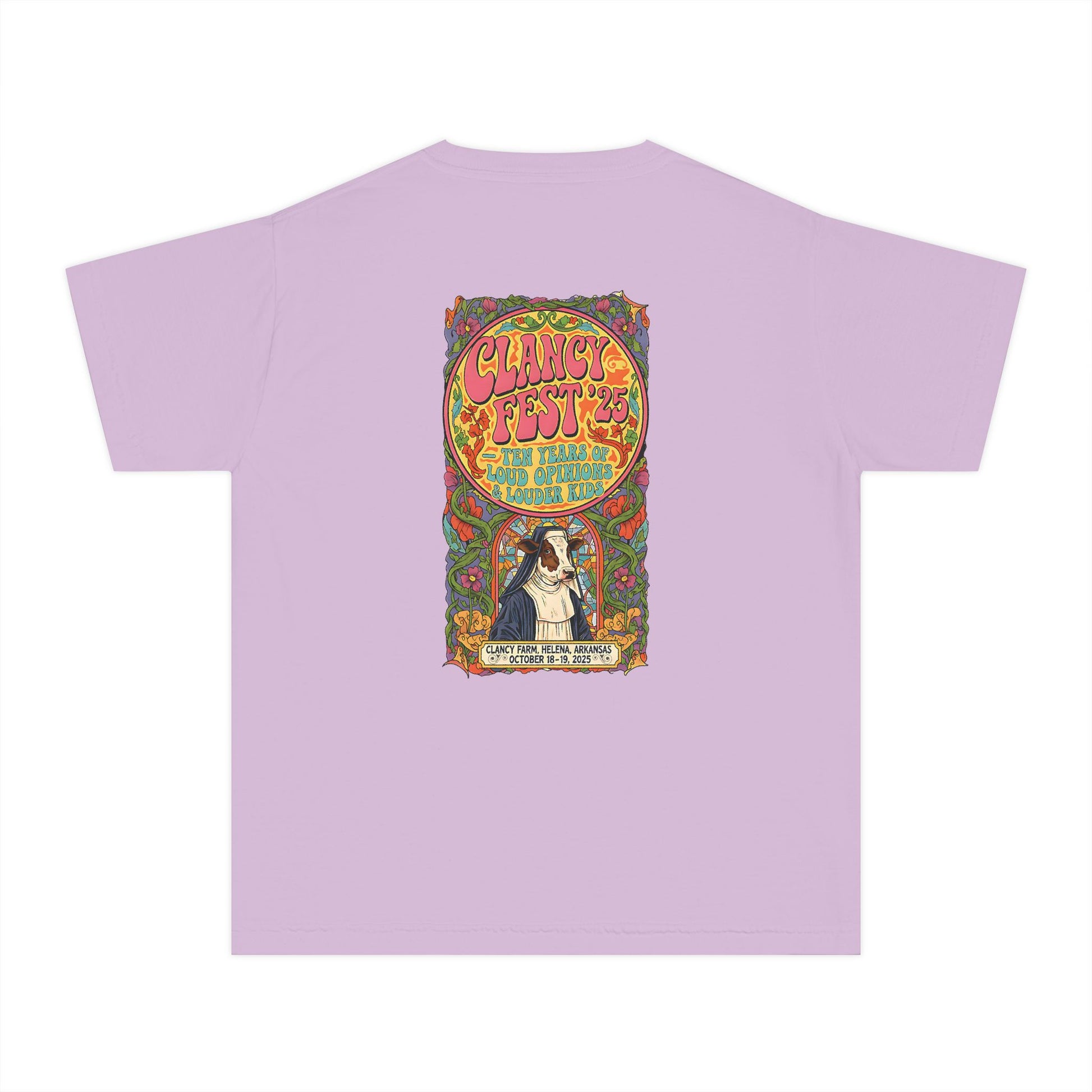 Custom ClancyFest 25 Youth Mid-Weight 100% Cotton Comfort Colors Tee, Kids XS-XL