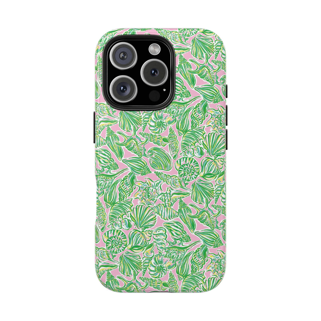 Preppy Sea Shells Pink Green Beachy Phone Case