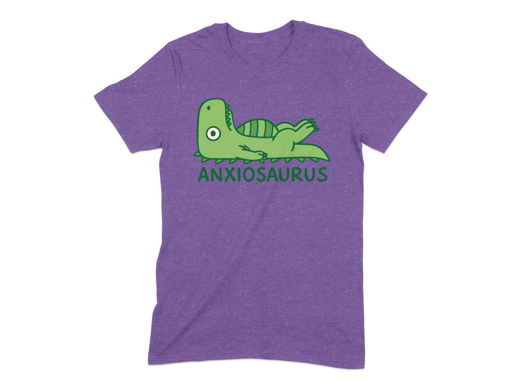 Anxiosaurus Dinosaur Graphic Purple Tee Shirt product