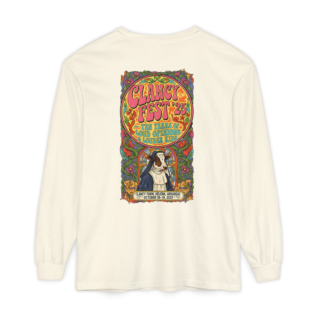 Adult Clancy Fest Long Sleeve Comfort Colors T-Shirt, Unisex Oversized
