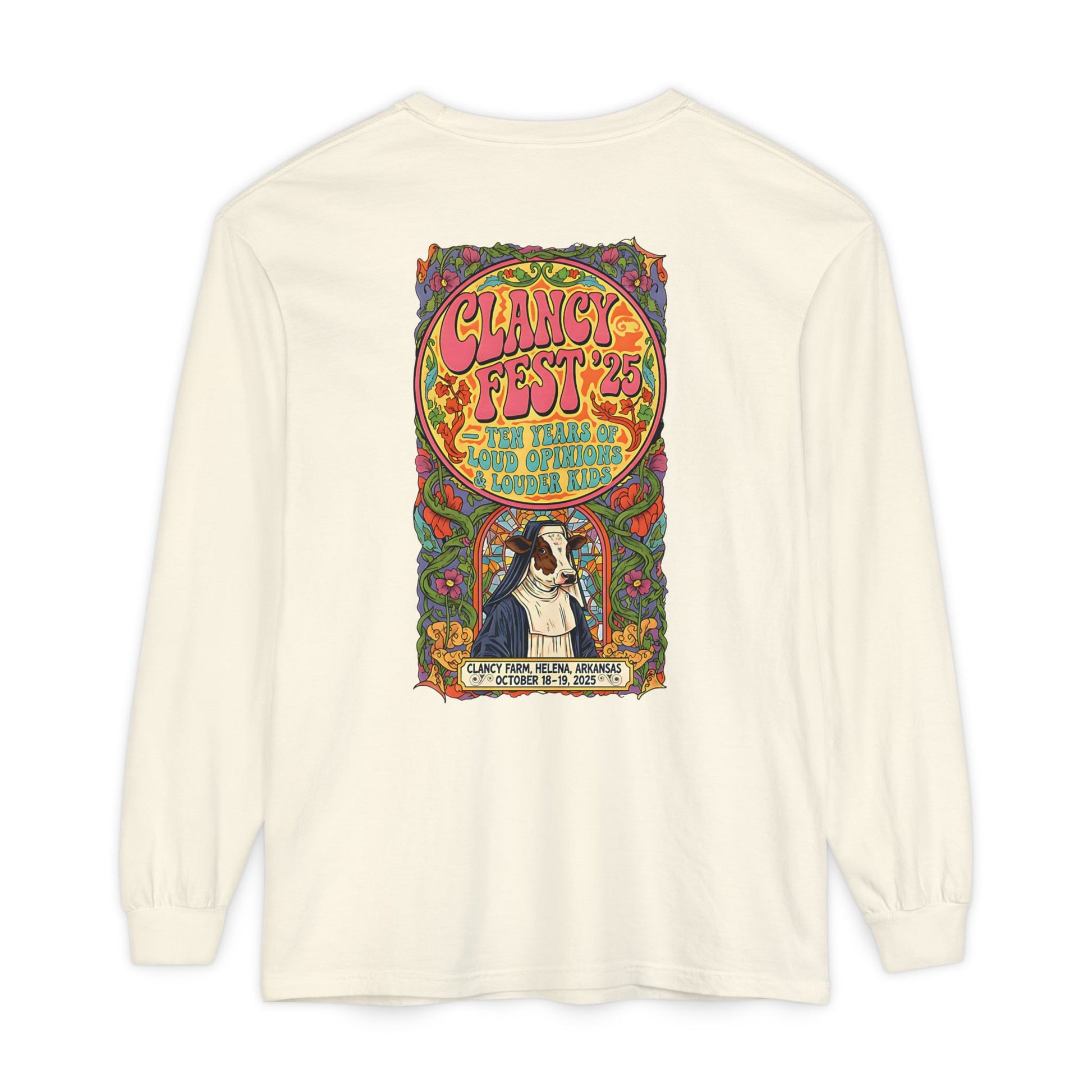 Adult Clancy Fest Long Sleeve Comfort Colors T-Shirt, Unisex Oversized
