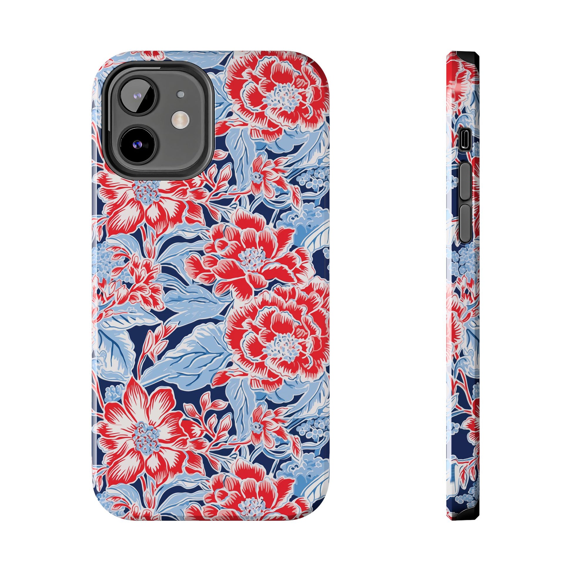 Preppy Red and Blue Floral Phone Case