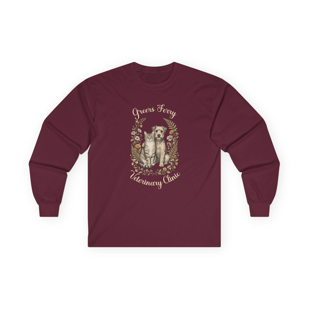 "Greers Ferry Veterinary Clinic" Cat & Dog Floral Long Sleeve T-Shirt 1