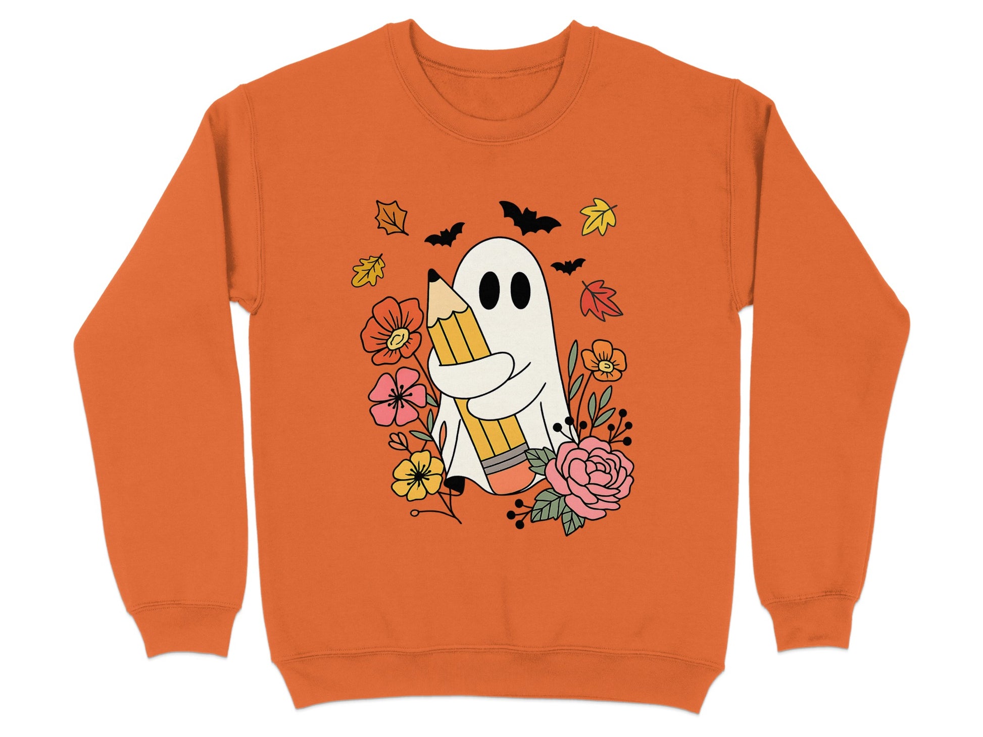 Cute Ghost Holding Pencil Halloween Sweatshirt product type