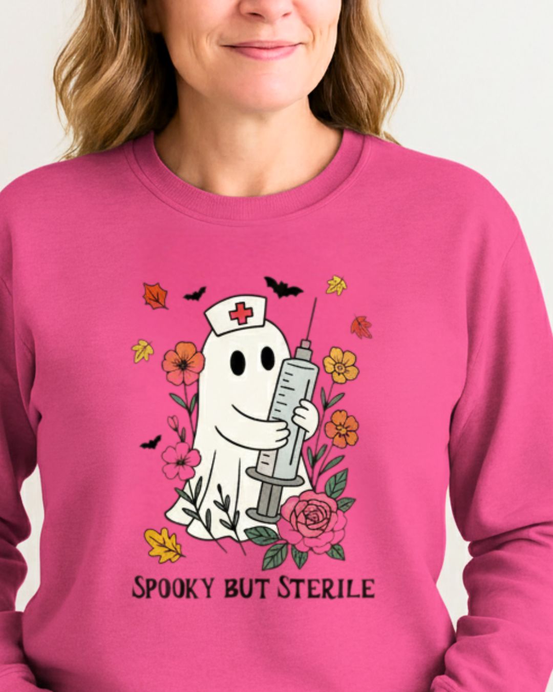 Spooky But Sterile Ghost Nurse Halloween Sweatshirt