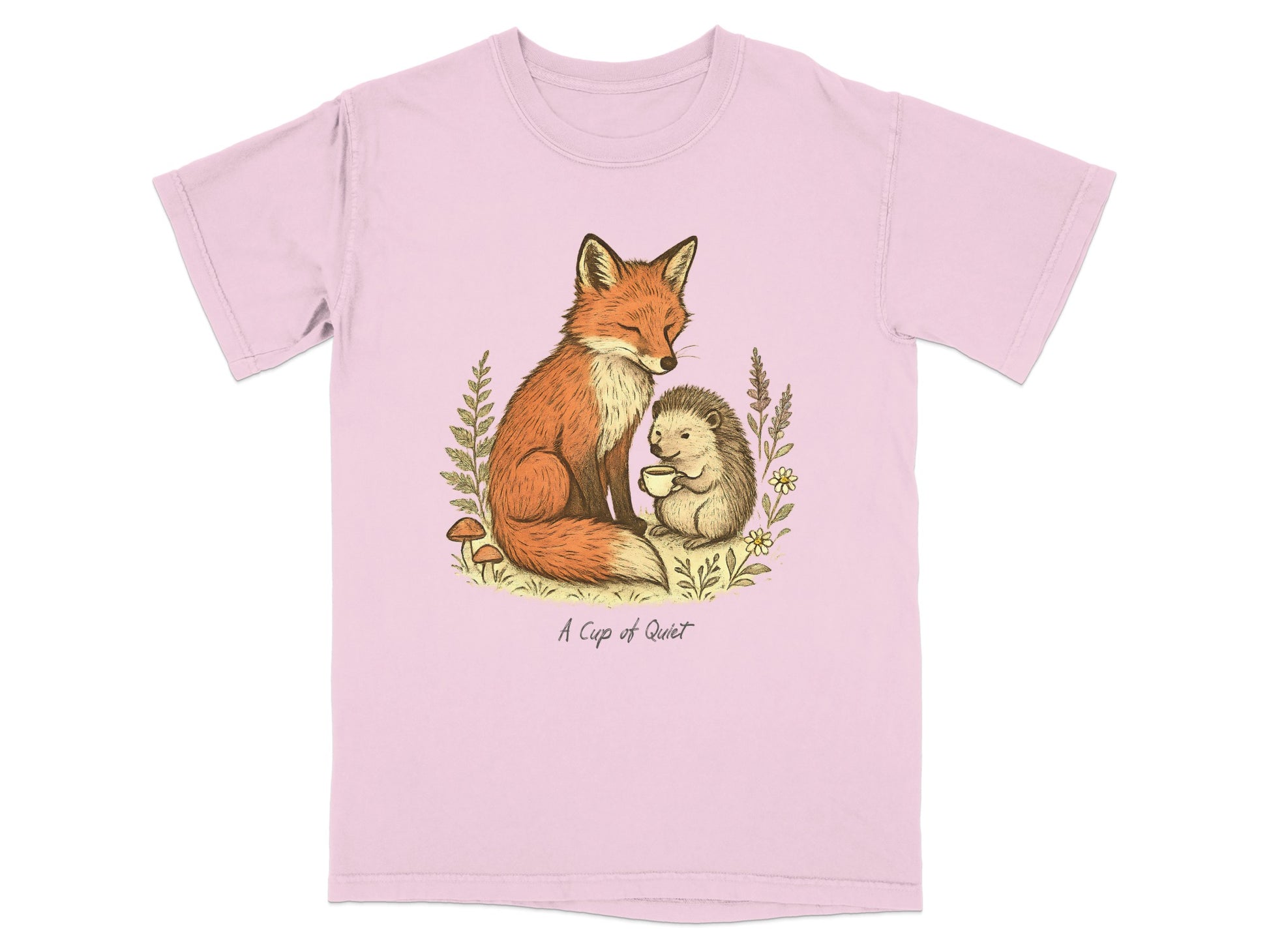 A Cup of Quiet Fox and Hedgehog Graphic T-Shirt Product
