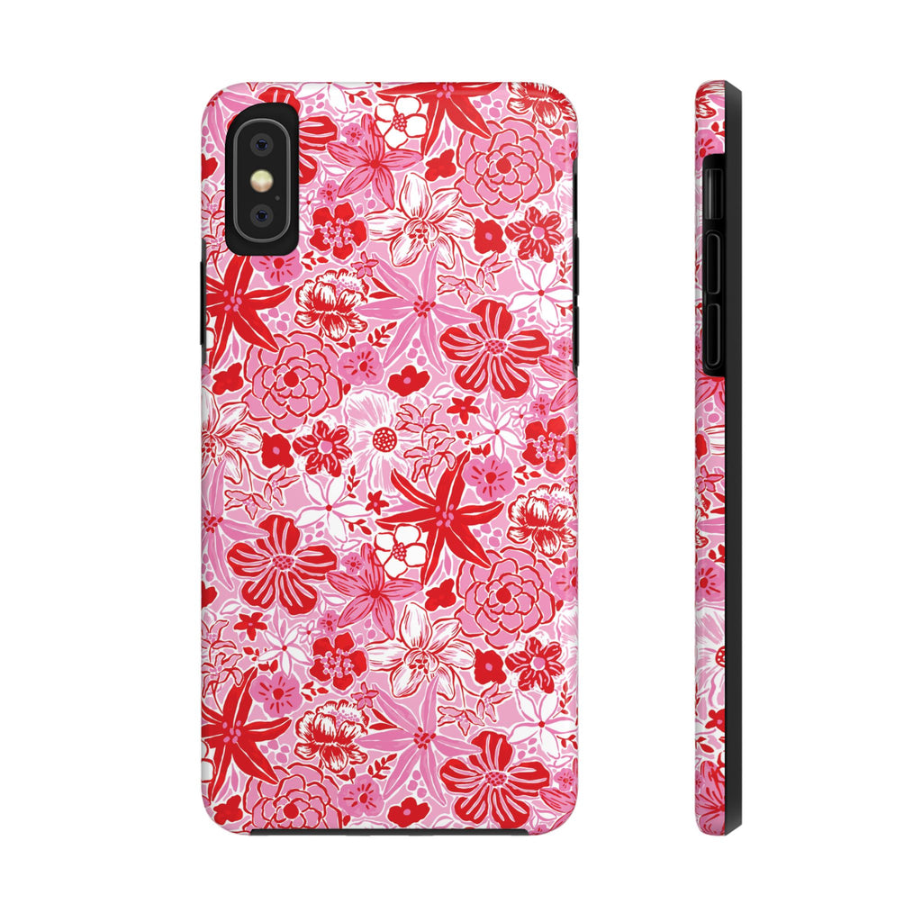 Preppy Floral Phone Case Pink Red