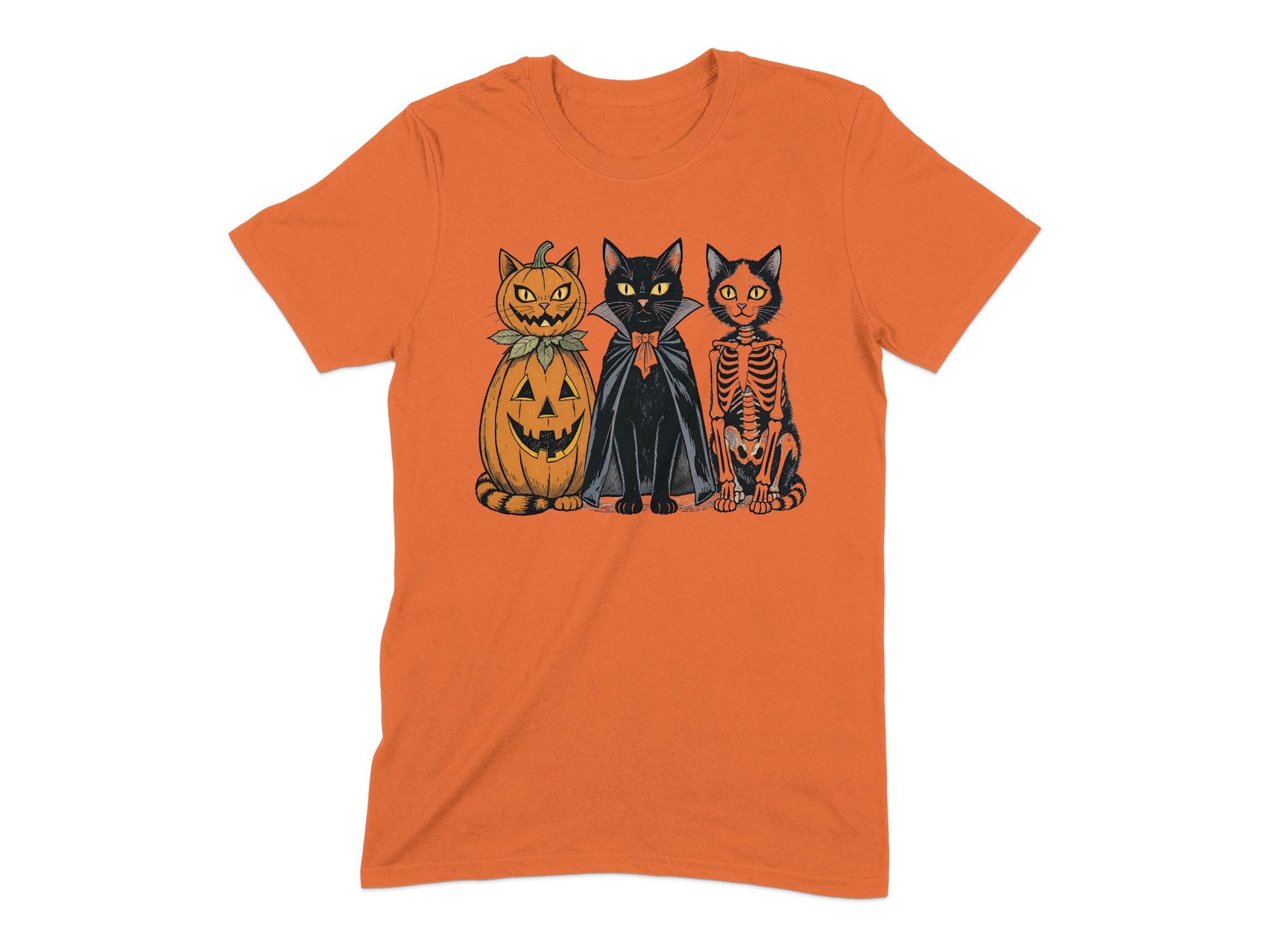Halloween Pumpkin and Black Cats Graphic T-shirt product