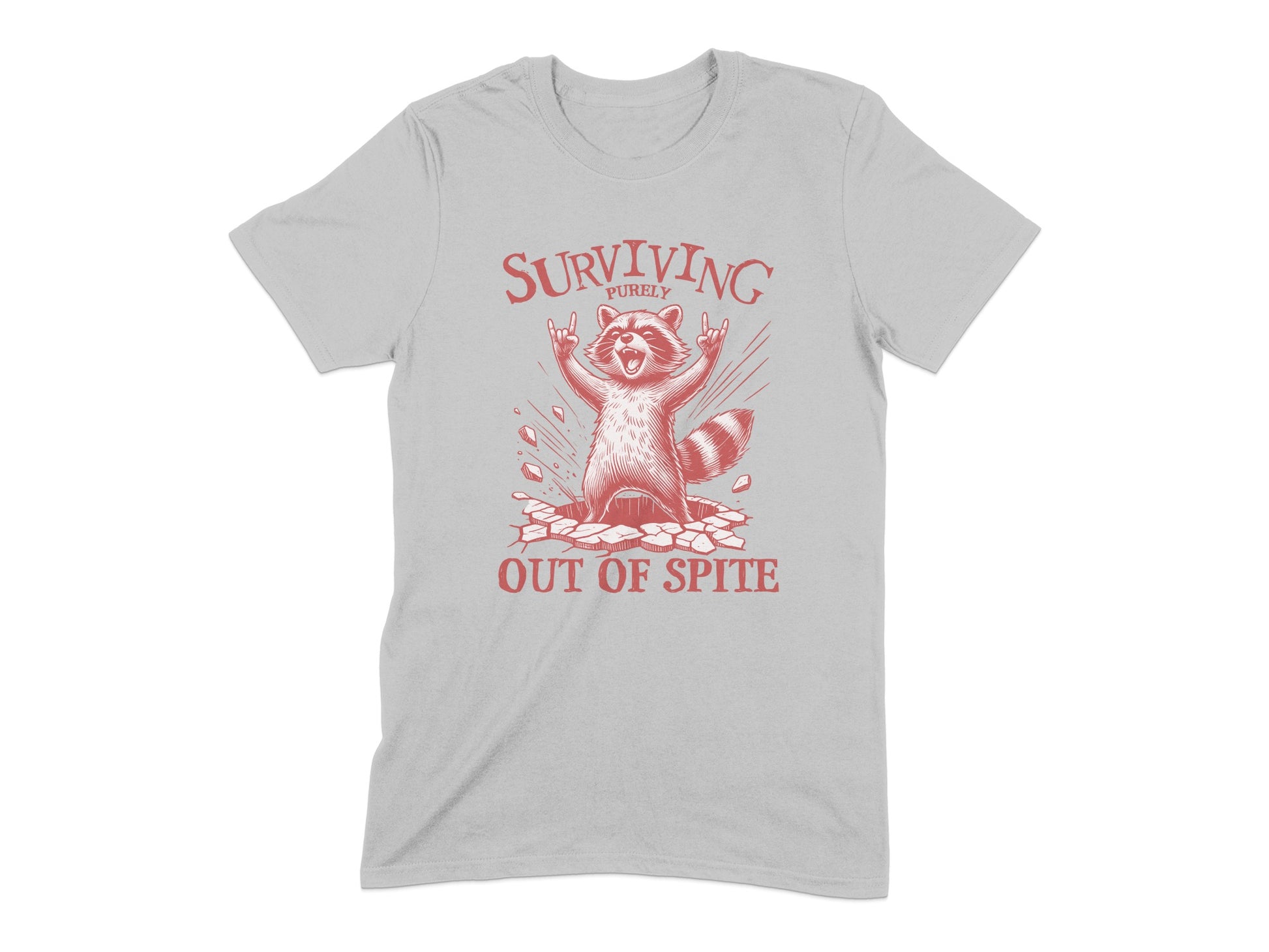 Surviving Purely Out of Spite Raccoon T-shirt Product
