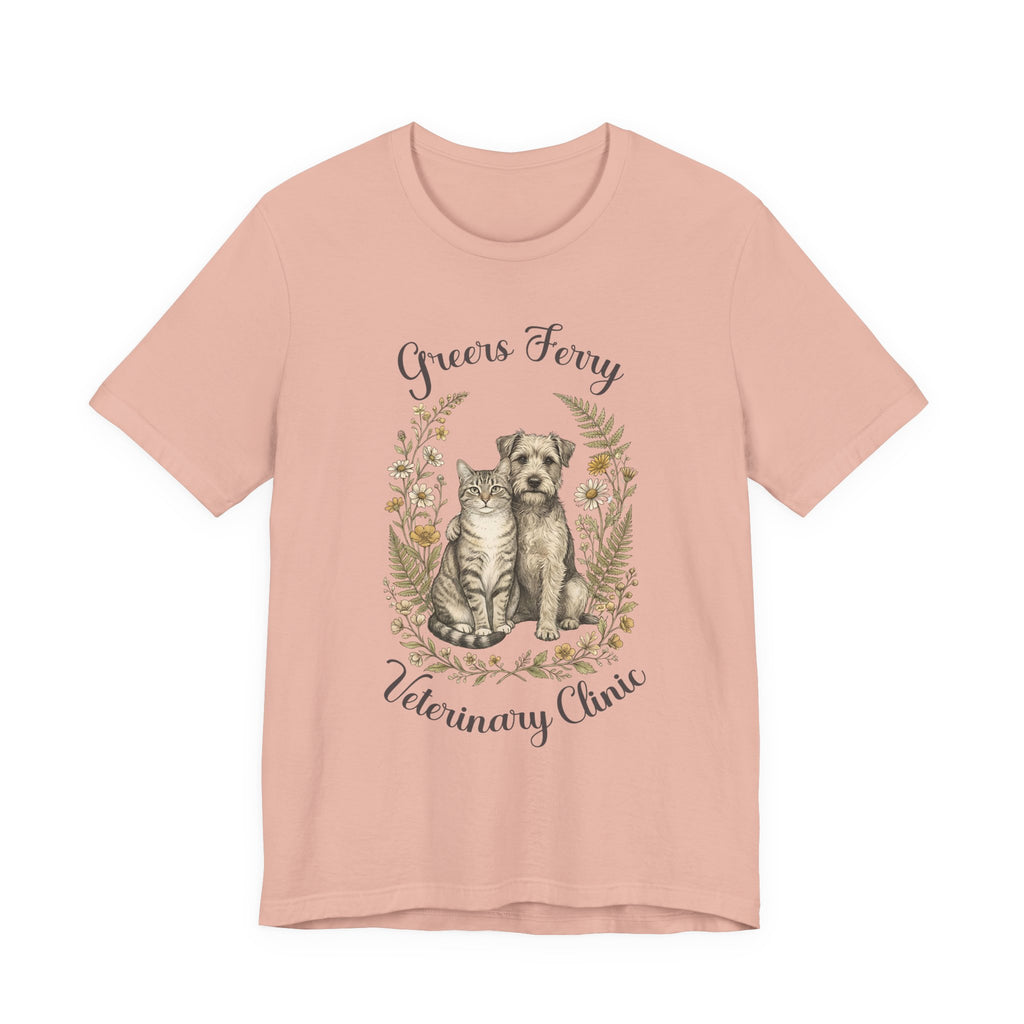 "Greers Ferry Veterinary Clinic" Cat & Dog Floral T-Shirt 1