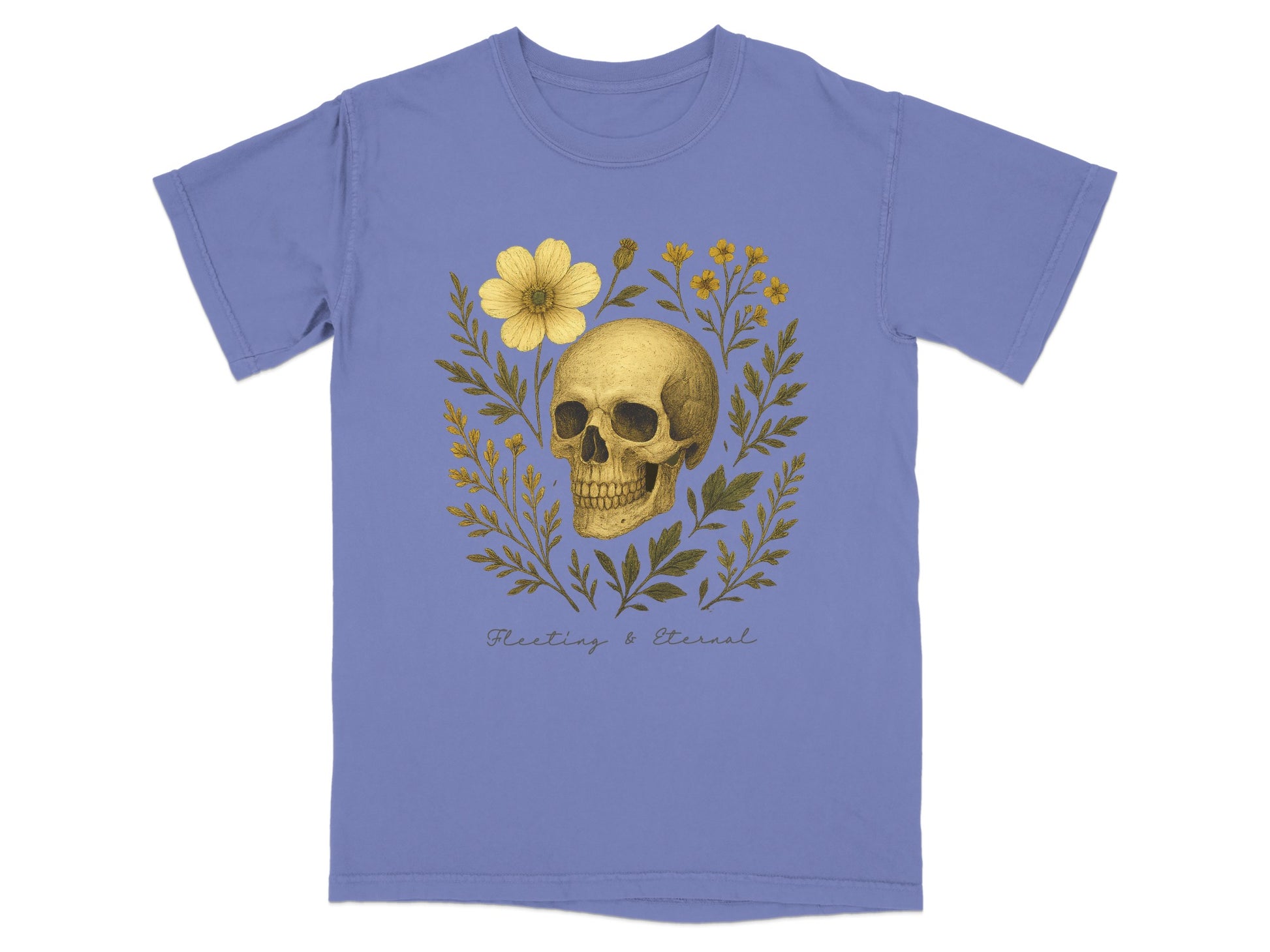 Floral Skull Fleeting and Eternal Design T-shirt product