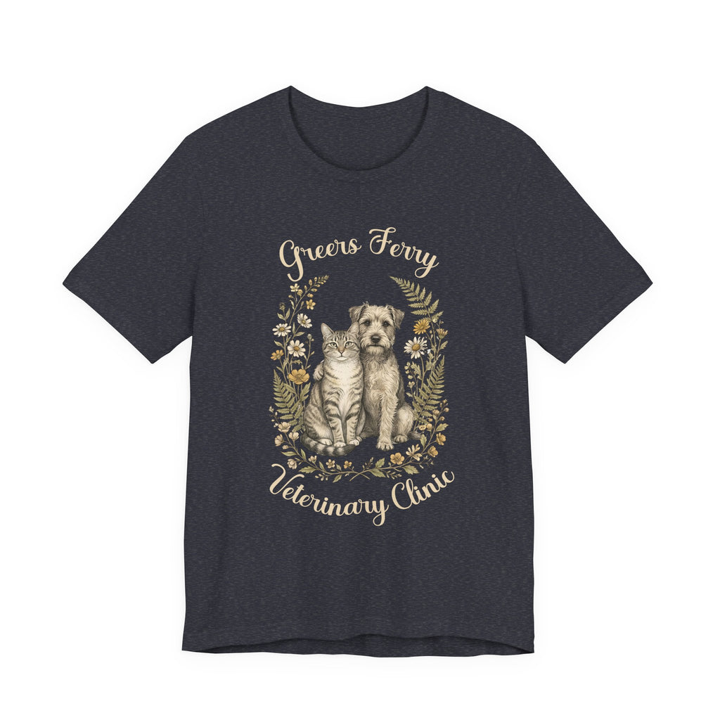 "Greers Ferry Veterinary Clinic" Cat & Dog Floral T-Shirt 1