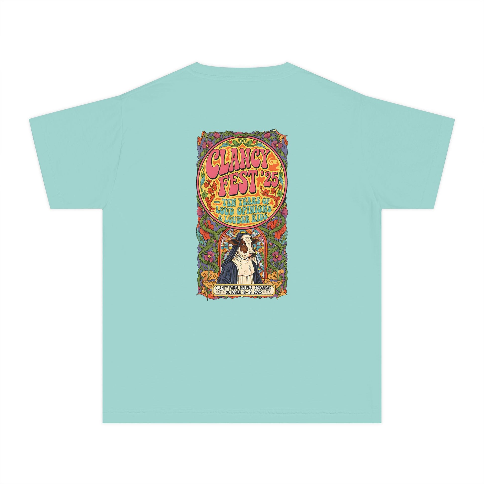 Custom ClancyFest 25 Youth Mid-Weight 100% Cotton Comfort Colors Tee, Kids XS-XL