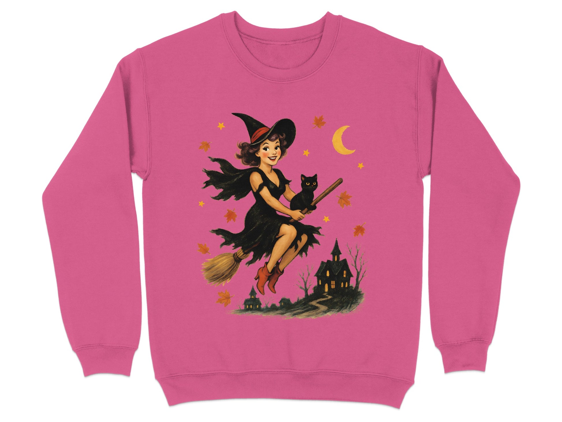 Vintage Witch and Cat Halloween Pullover product