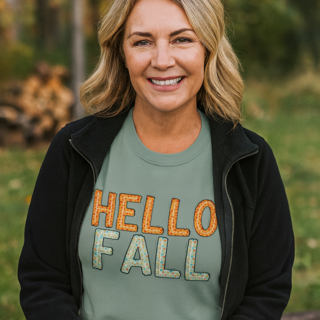 Hello Fall Cute Autumn T-Shirt - Holiday or Seasonal Design XS-5X