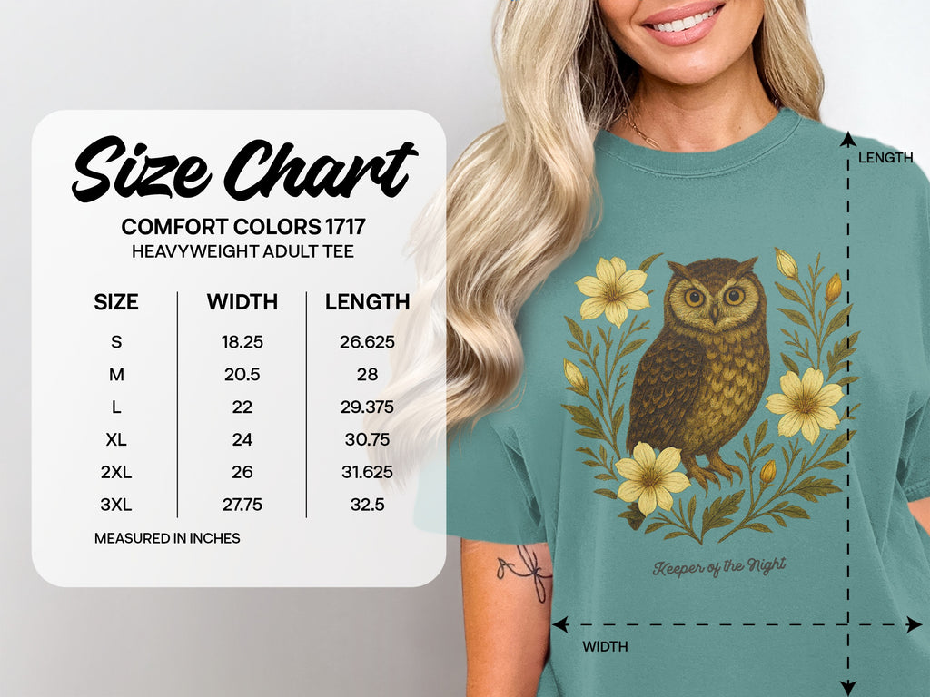 Owl and Floral Design Heavyweight Adult Tee product