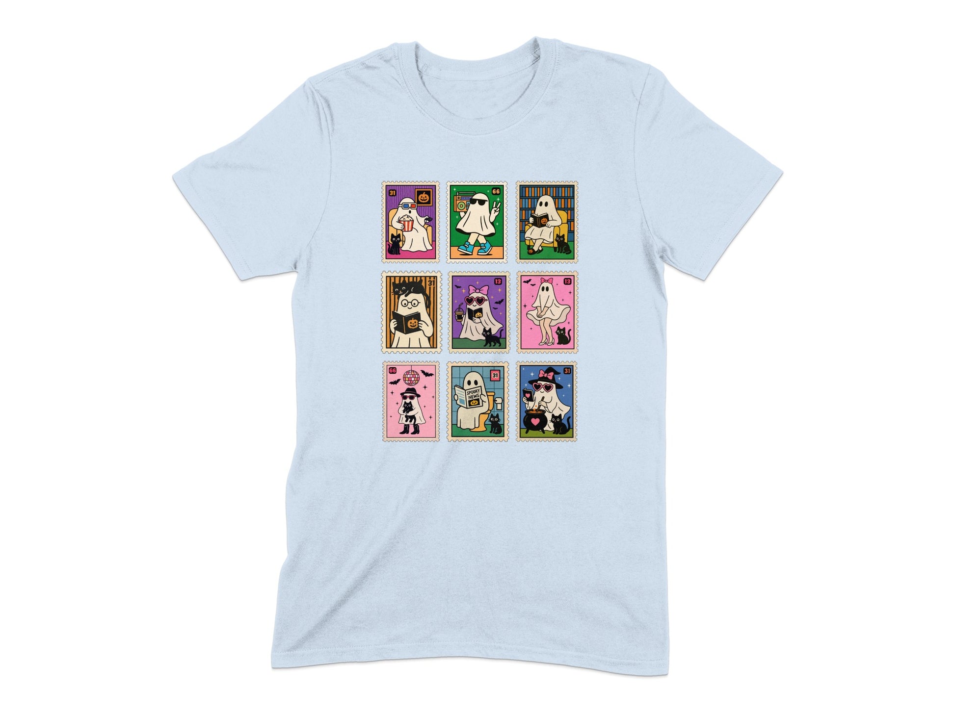 Quirky Ghost Cartoon Character Grid Design T-shirt product type