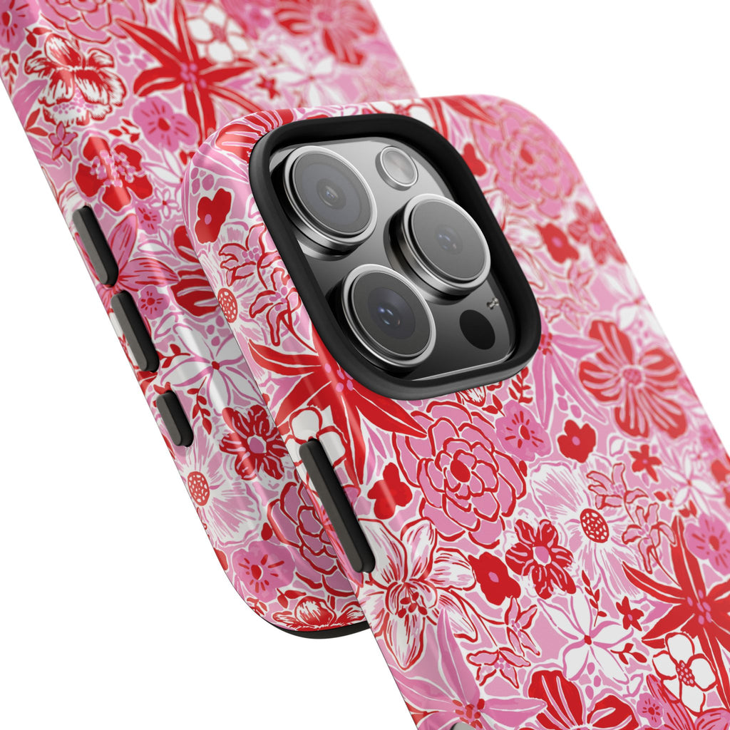 Preppy Floral Phone Case Pink Red