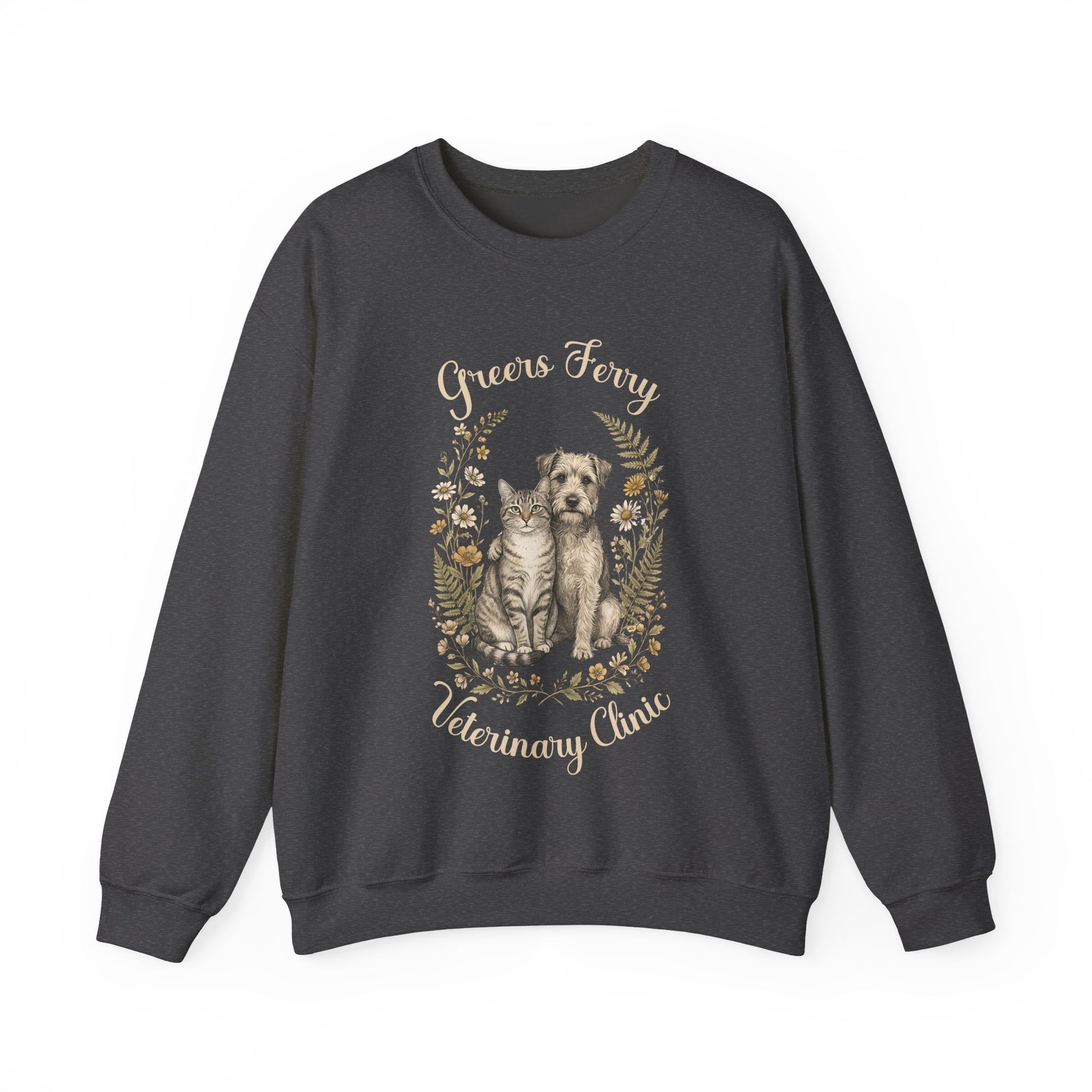 "Greers Ferry Veterinary Clinic" Cat & Dog Floral Sweatshirt 1