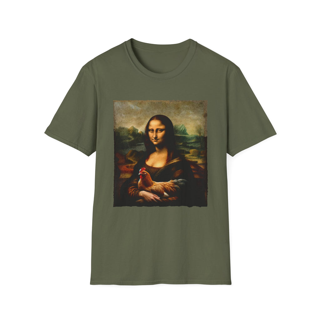Mona Lisa Chicken Portrait Unisex Softstyle T-Shirt
