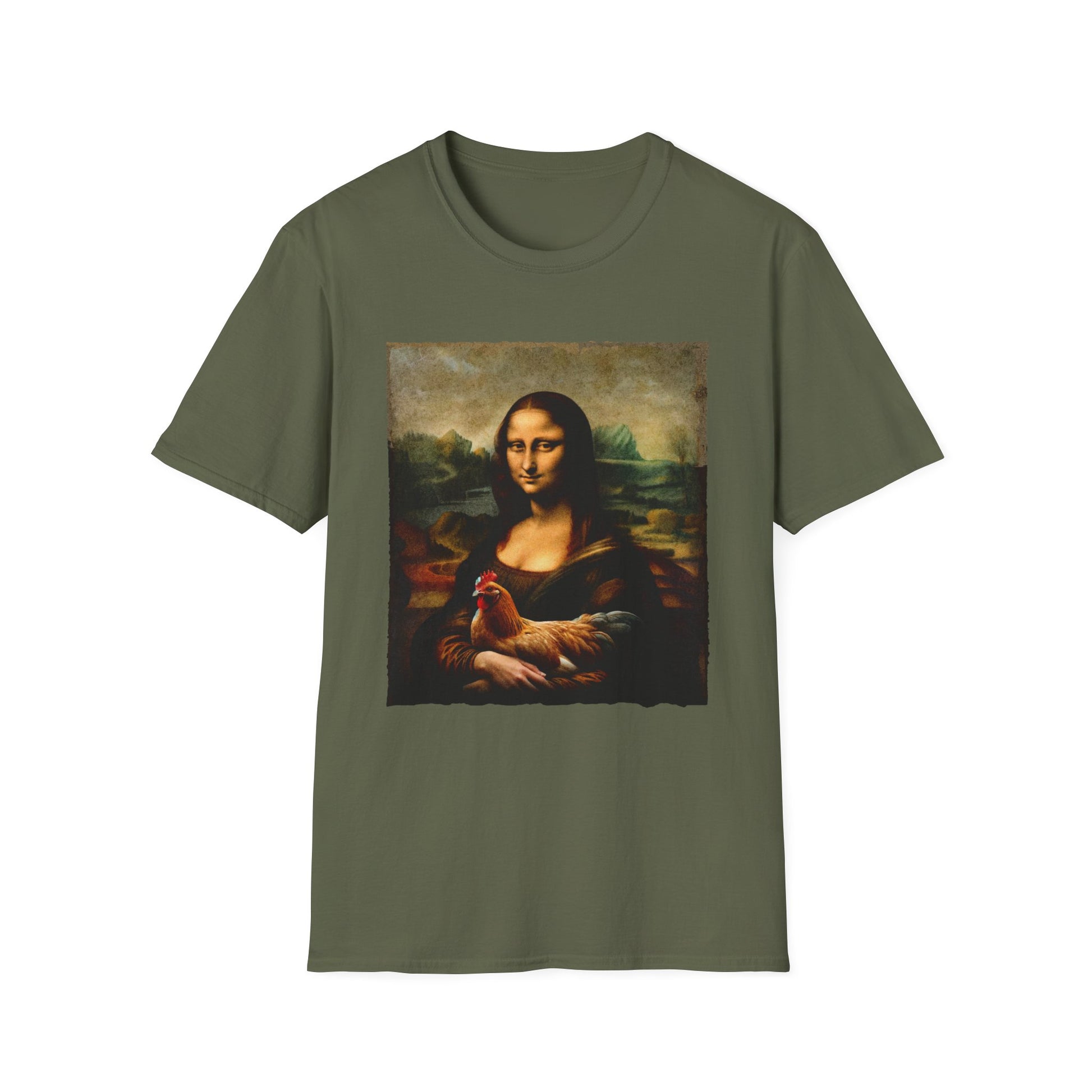 Mona Lisa Chicken Portrait Unisex Softstyle T-Shirt