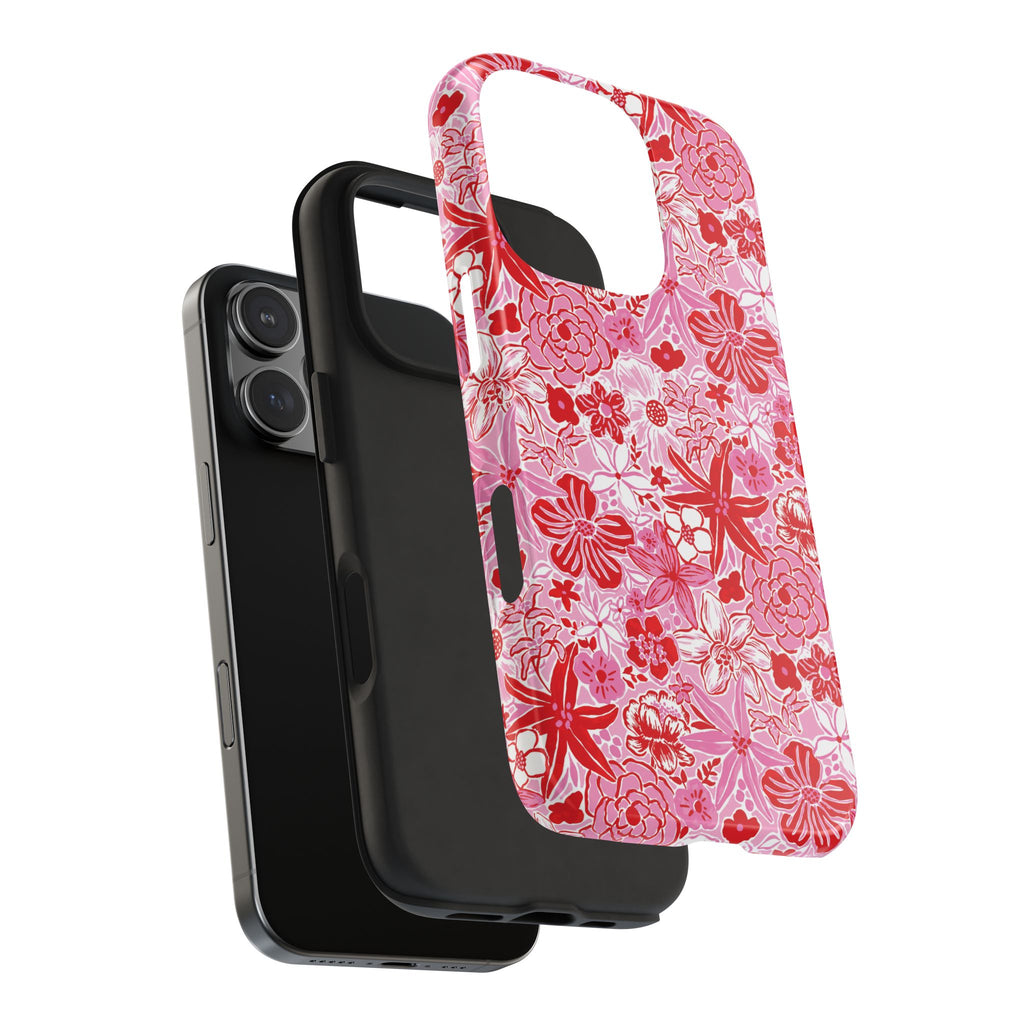 Preppy Floral Phone Case Pink Red