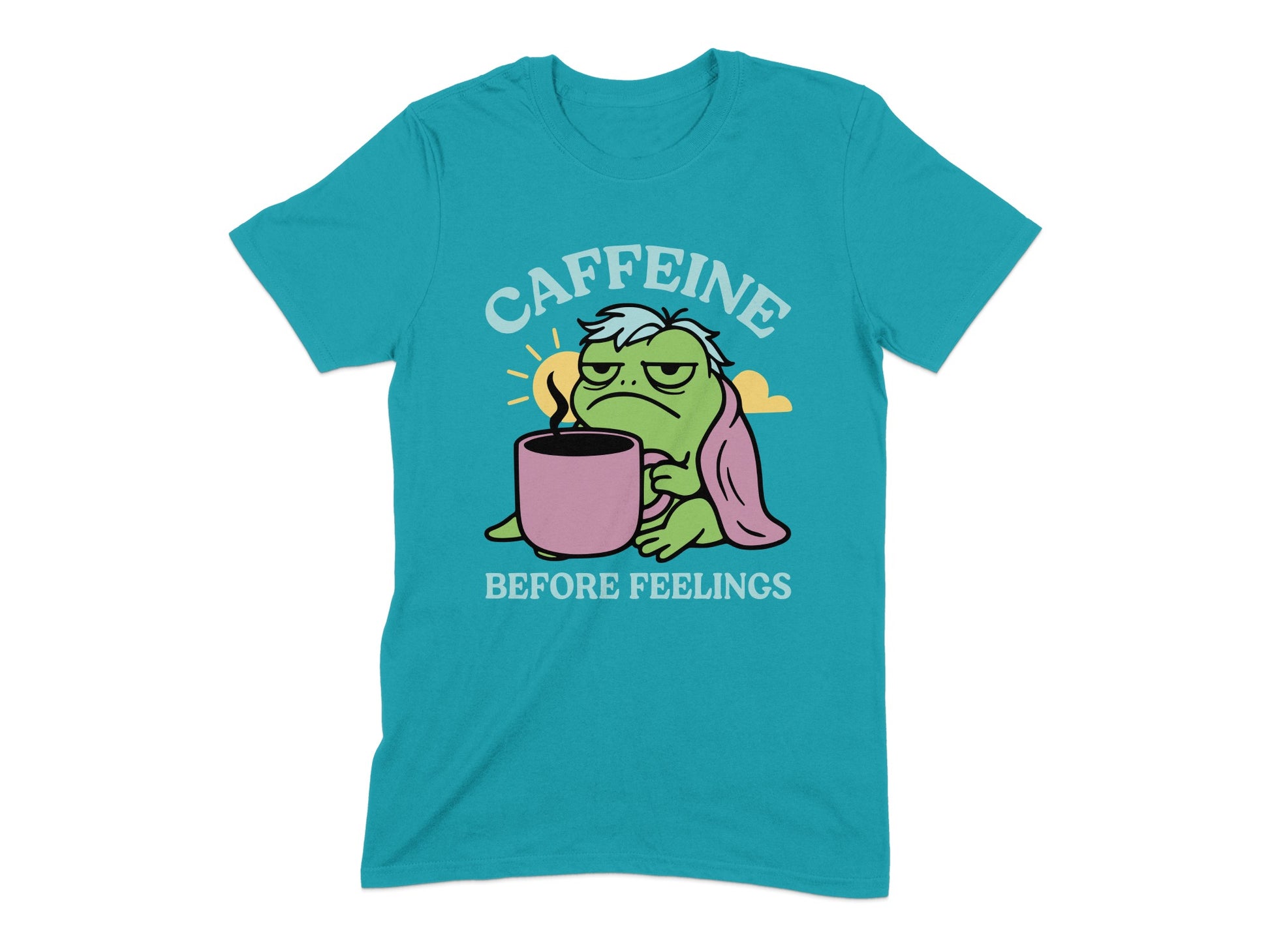 Caffeine Before Feelings Funny Graphic T-shirt Product