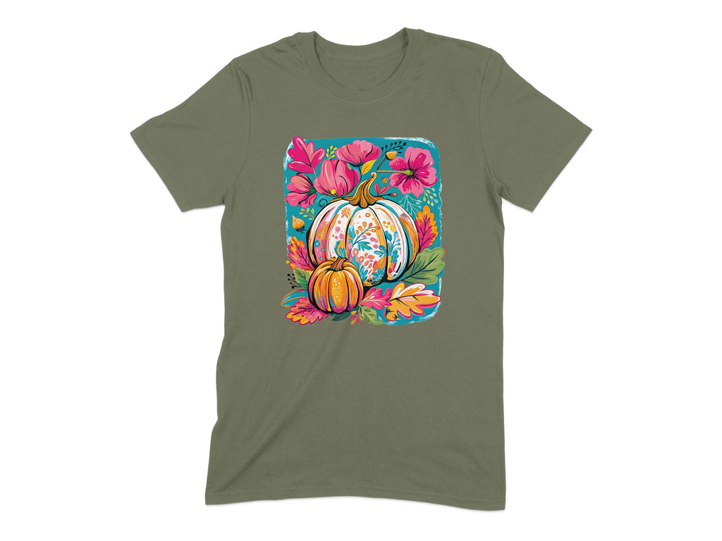 Colorful Pumpkin and Flowers on Leaves Shirt product type
