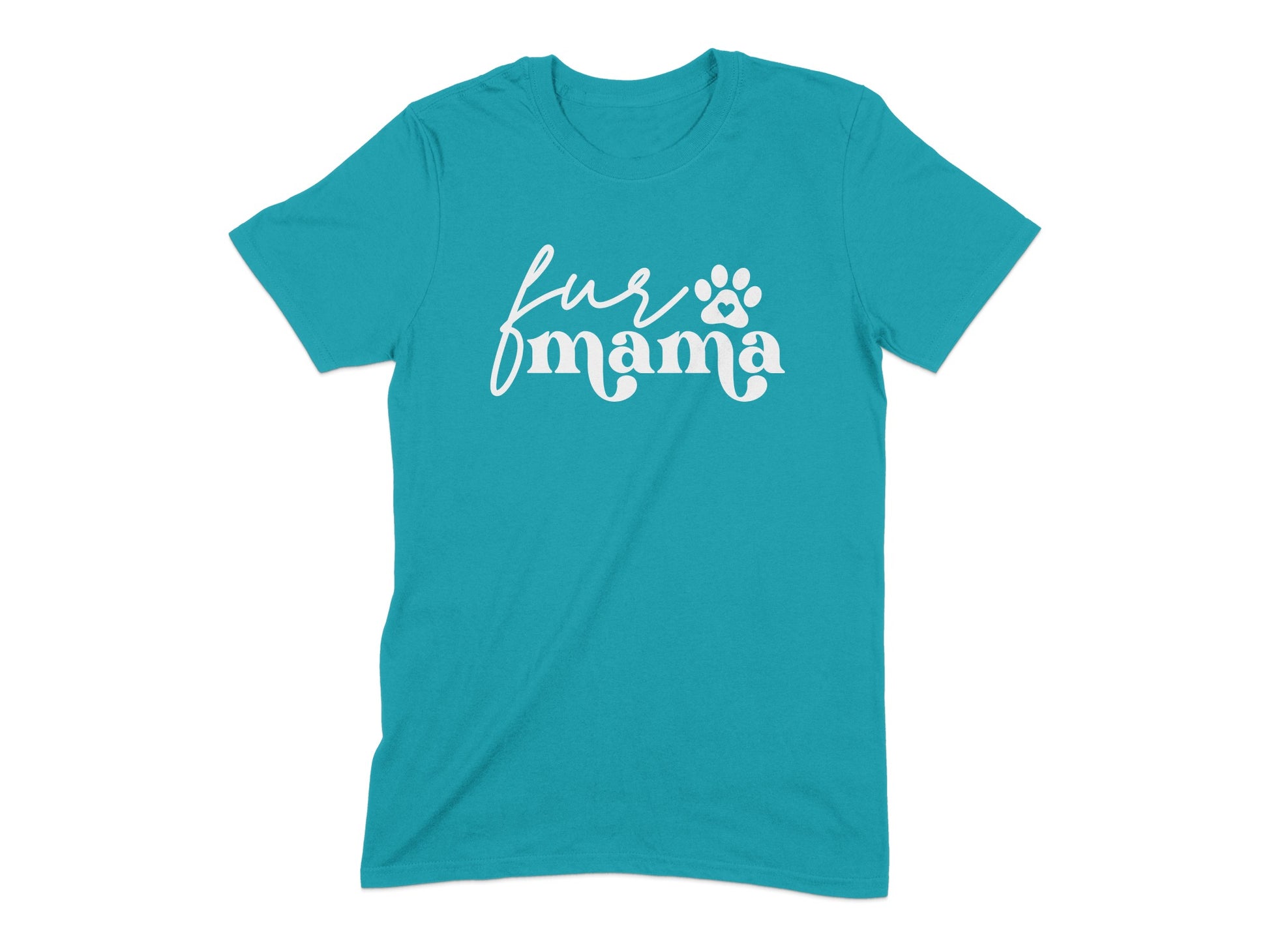 Fur Mama Graphic Design Teal Cotton T-Shirt product type