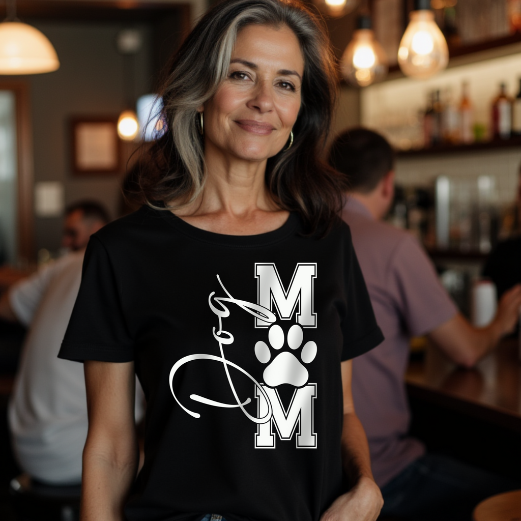 Dog Mom Dog Lover Shirt Fun Doggo Mom Paw Print Gift T-Shirt for Fur Baby Mamas XS-5X