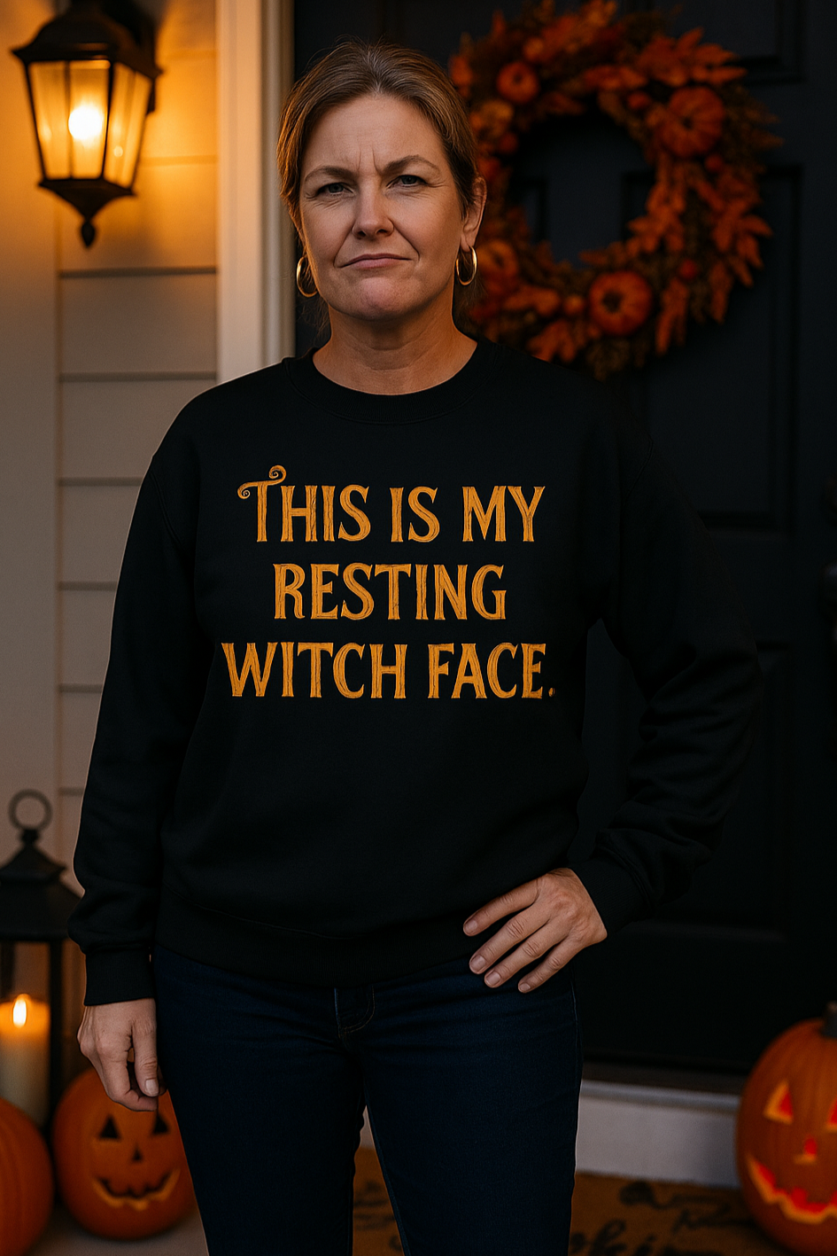 Resting Witch Face Funny Halloween Sweatshirt Unisex Crewneck