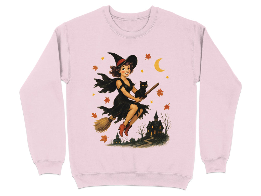 Vintage Halloween Witch and Black Cat Sweatshirt Product