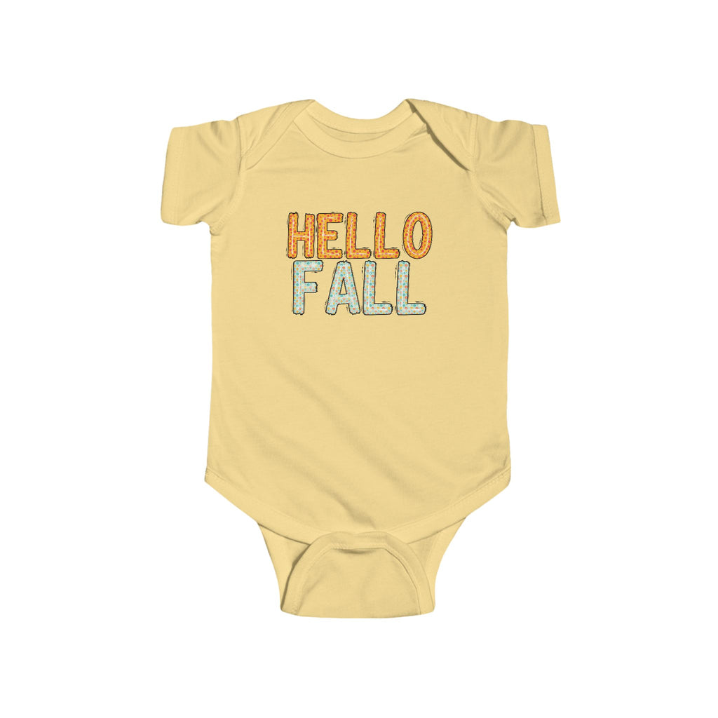 Cute Fall-Themed Infant Bodysuit, Baby Onesie, Seasonal Outfit, Autumn Clothing, Hello Fall Baby Clothing