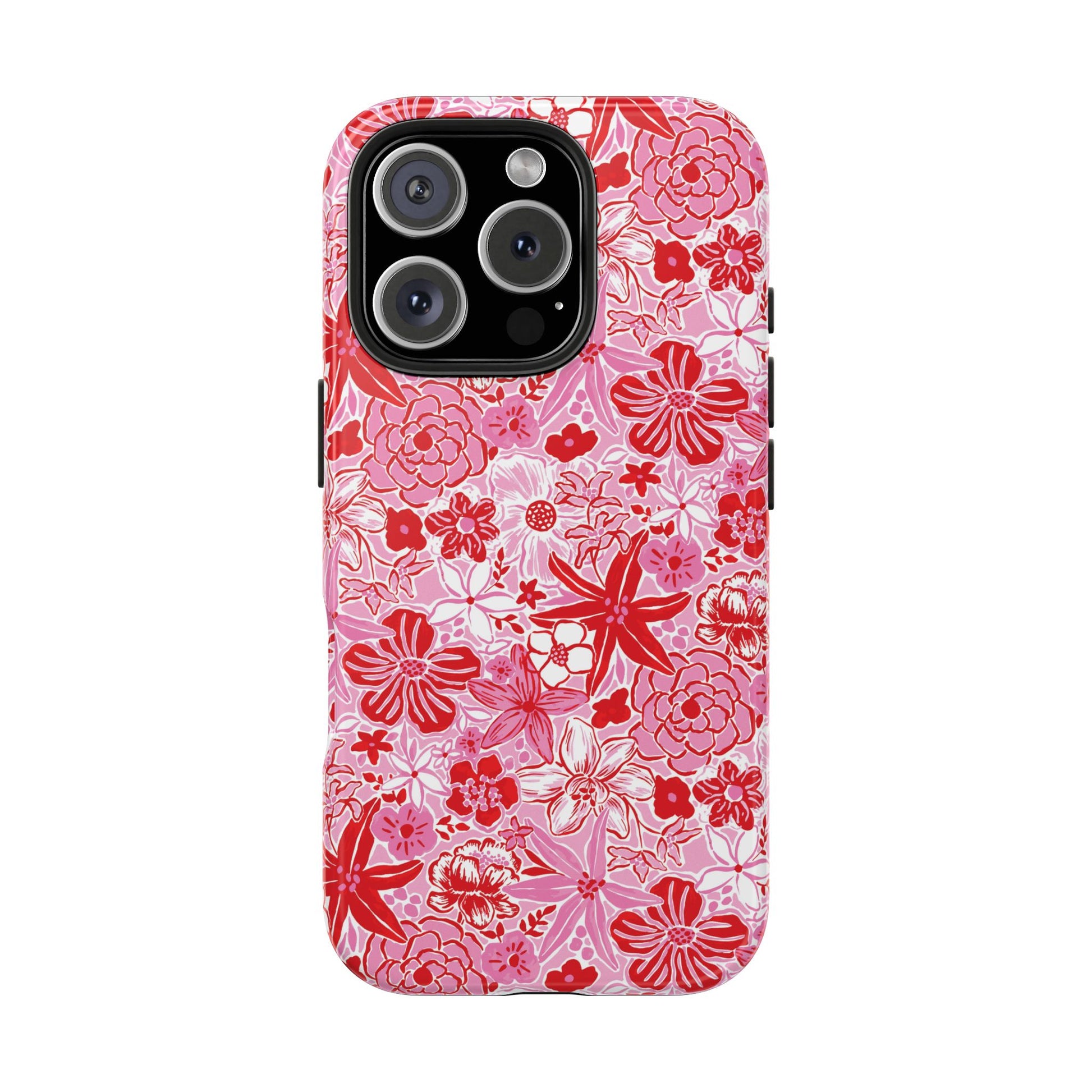 Preppy Floral Phone Case Pink Red