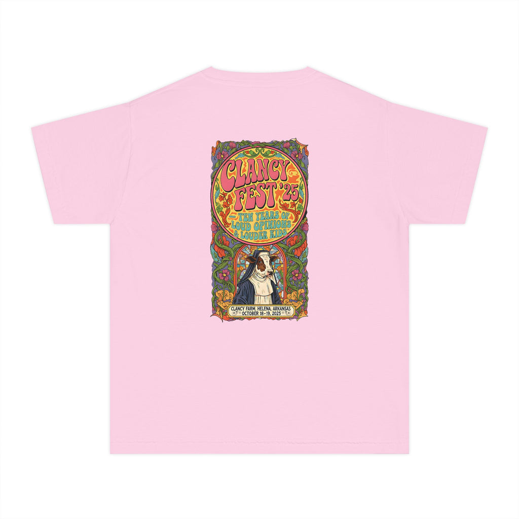 Custom ClancyFest 25 Youth Mid-Weight 100% Cotton Comfort Colors Tee, Kids XS-XL