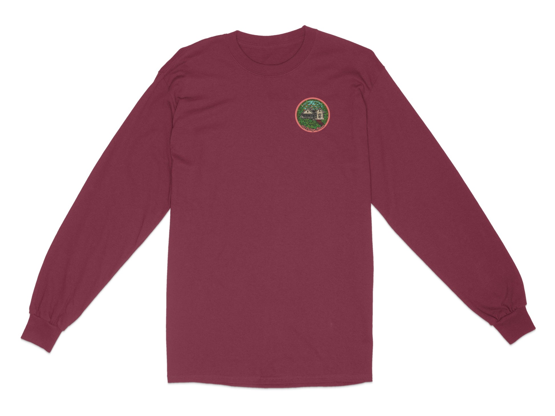 Burgundy Long Sleeve Tee with Embroidered Logo product type