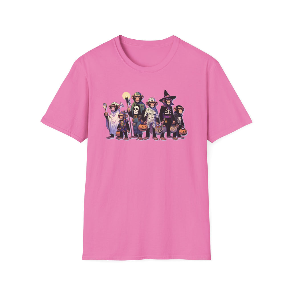 Halloween Chimpanzees Trick or Treating Tee, Funny Monkeys Unisex T-Shirt XS-5XL
