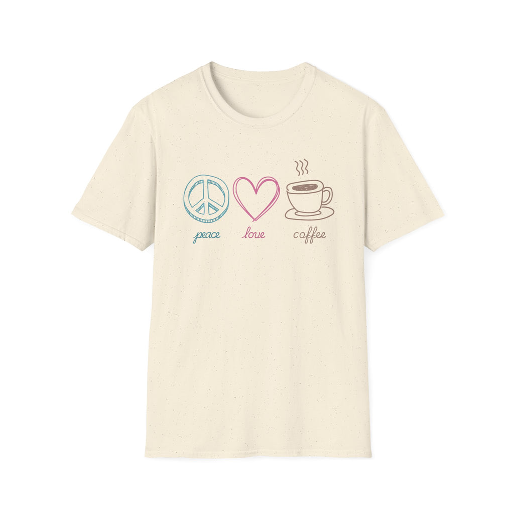 Coffee T-Shirt, Peace Love Coffee Graphic, Unisex Coffee Tee, XS-5X