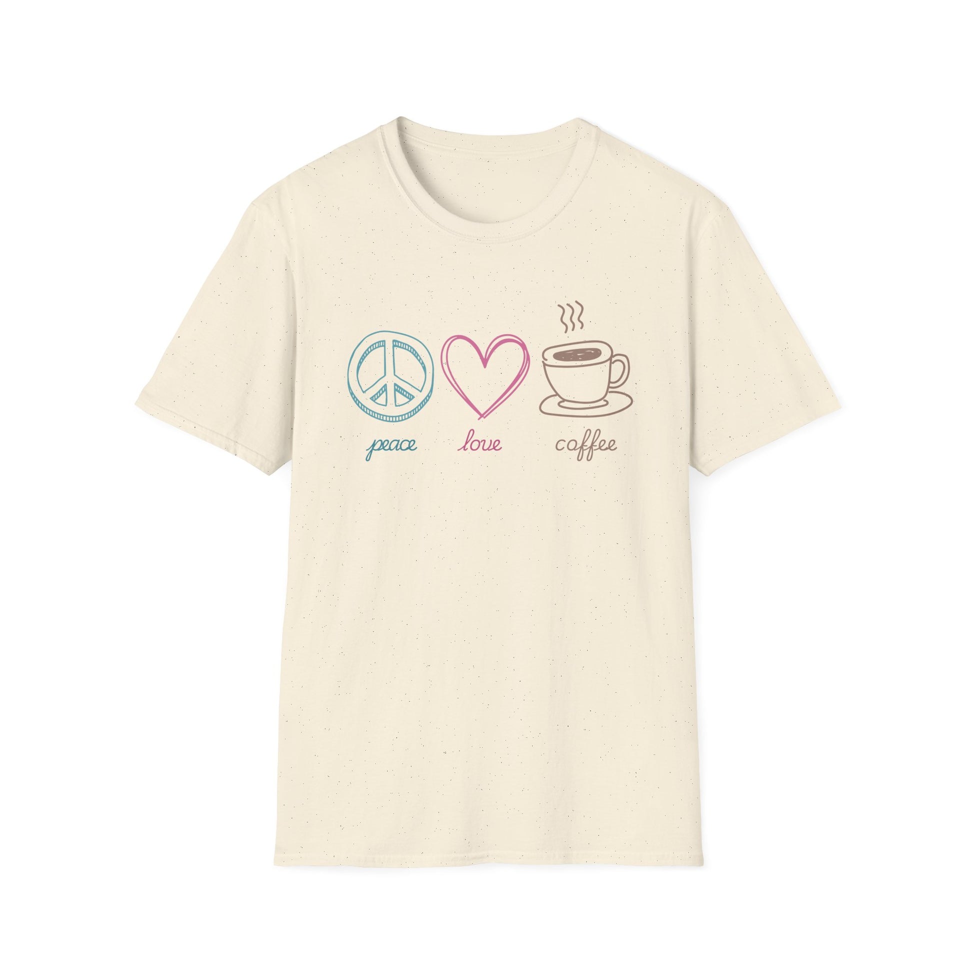 Coffee T-Shirt, Peace Love Coffee Graphic, Unisex Coffee Tee, XS-5X