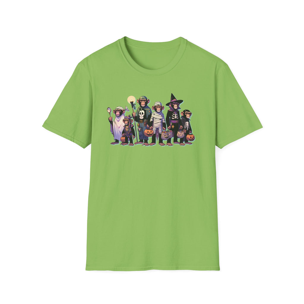 Halloween Chimpanzees Trick or Treating Tee, Funny Monkeys Unisex T-Shirt XS-5XL