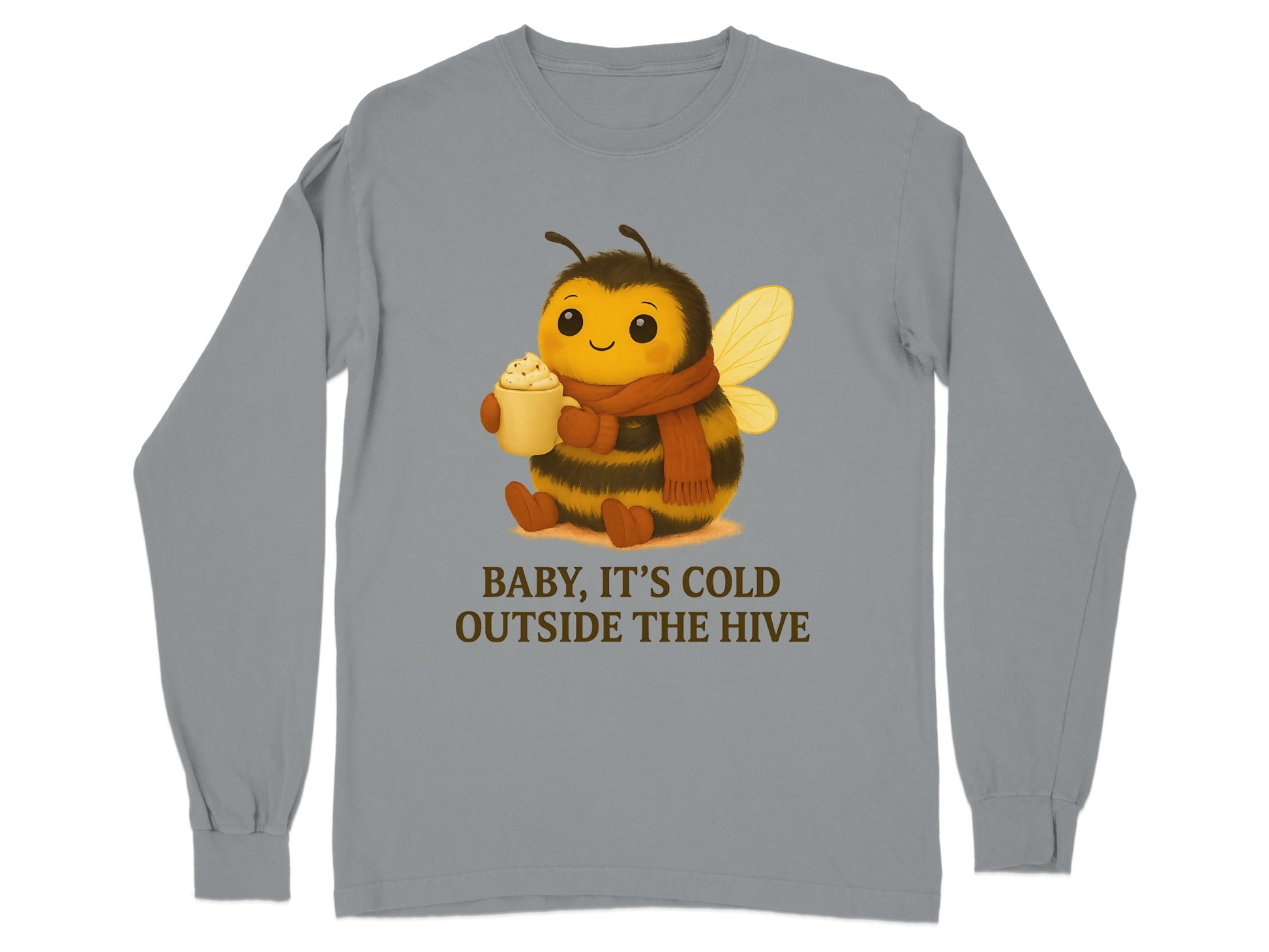 Cozy Bee Holding Drink Long Sleeve Shirt product