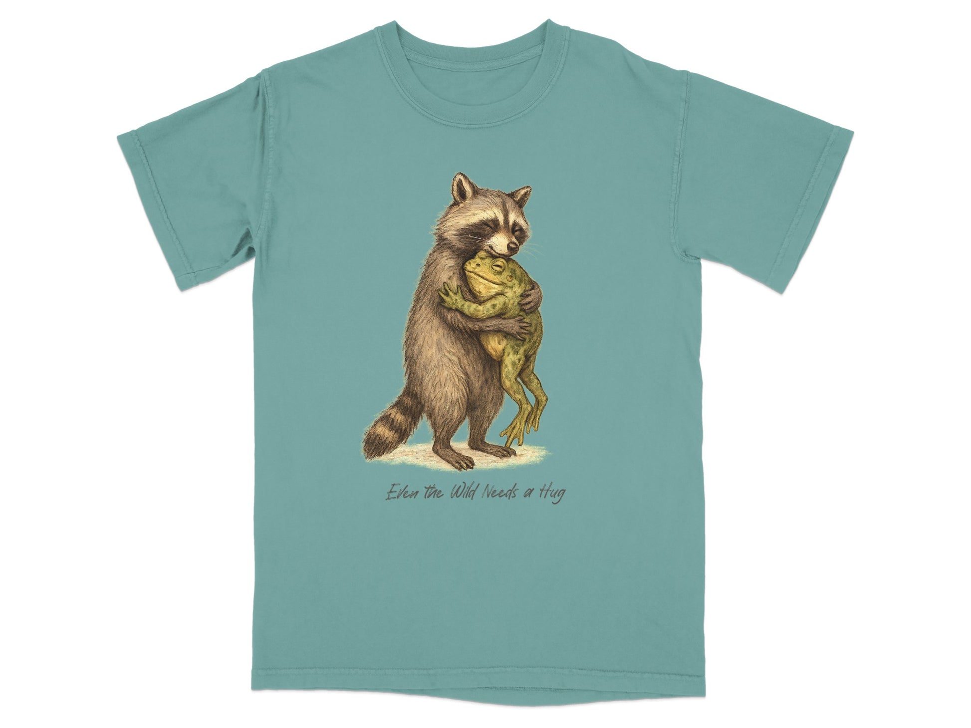 Cute Raccoon Hugging Frog Graphic Tee Shirt product type