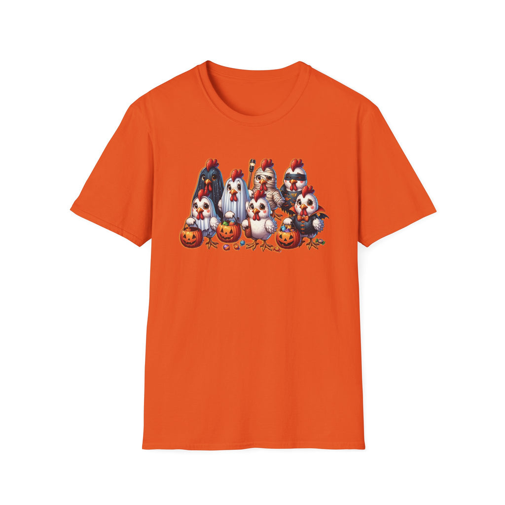 Halloween Chickens Trick or Treating Funny Spooky Season Tee, Unisex T-Shirt XS-5XL