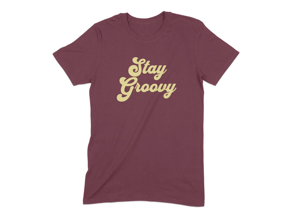 Stay Groovy Graphic Tee Maroon Colored T-Shirt product type